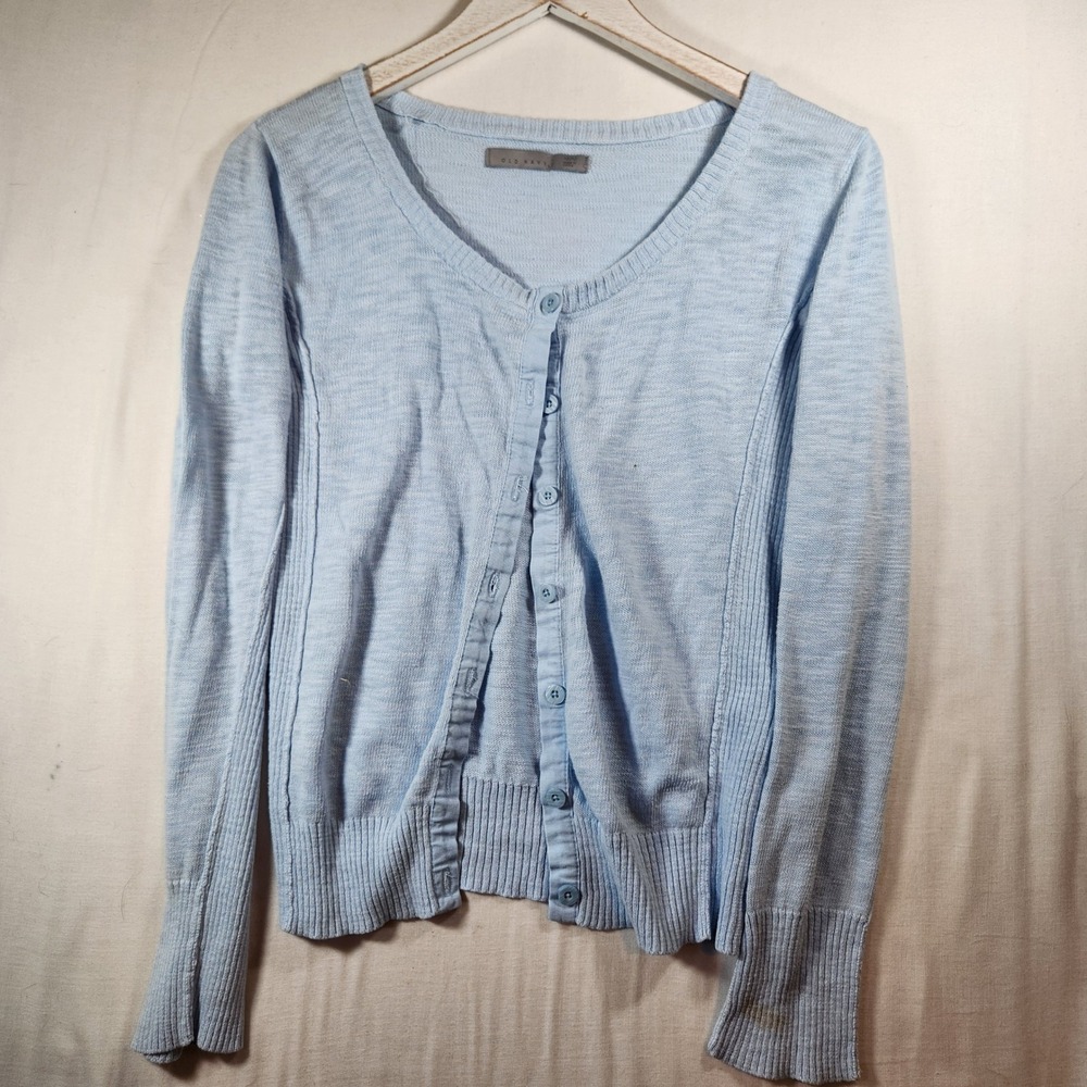 Old Navy Womens Light Blue V-Neck Button Front Cardigan Sweater Size Medium